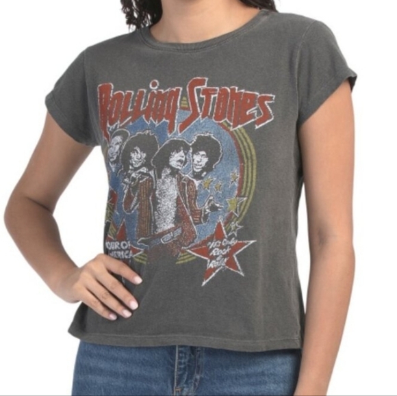 People Of Leisure Band Tee Rolling Stones Graphic Top LA Organic T-shirt Small - Picture 8 of 9